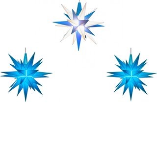 Herrnhuter Sterne A1e blau / weiß-blau /blau m. LED mit Netzgerät (Farbe weiß)
