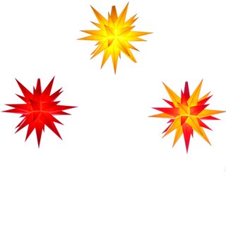 Herrnhuter Sterne A1e rot / gelb / rot-gelb mit LED und  Netzgerät (Farbe weiß)
